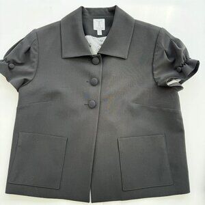 Tristan Cropped Black Blazer Short Sleeves Dark Academia Sz 14 Vintage